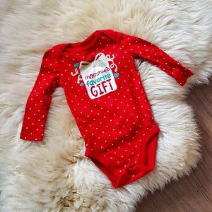 12M Girls Red Polka Dot Christmas Onesie